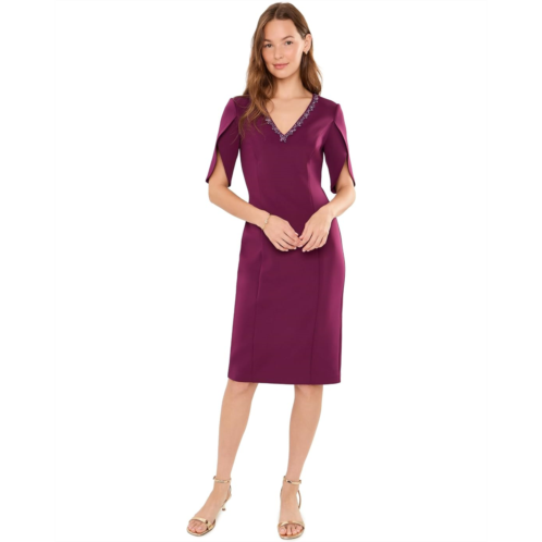 Womens Adrianna Papell Beaded Scuba Short Dress