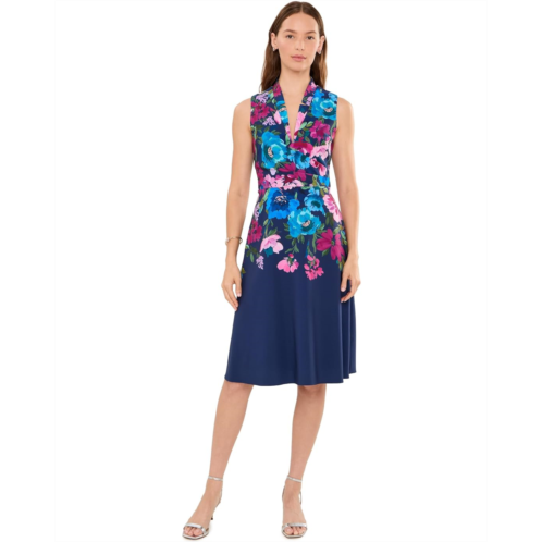 Womens Adrianna Papell Border Floral Midi Dress