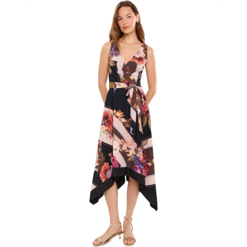 Womens Adrianna Papell Printed Handkercheif Dress