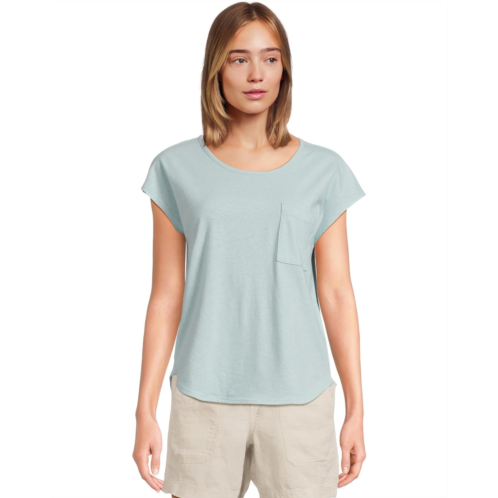 L.L.Bean Womens LLBean Cotton Linen Tee Scoop Neck