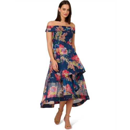 Adrianna Papell Floral Organza High Low Dress
