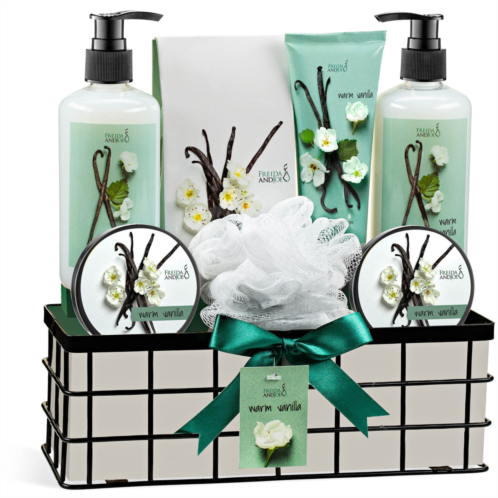 Freida and Joe warm vanilla bath and body gift basket for women & men