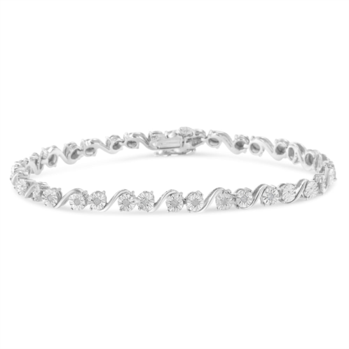 Haus of Brilliance .925 sterling silver 1/10 cttw round diamond s link miracle plate tennis bracelet