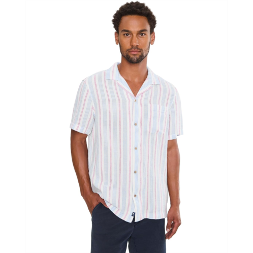 Mens Vineyard Vines Sparkler Stripe Textured Linen Short Sleeve Cabana Shirt