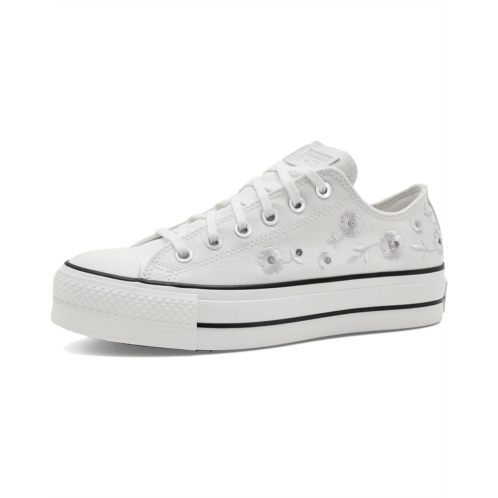 Womens Converse Chuck Taylor All Star Lift Platform Sequin Flowers Low Top Sneakers