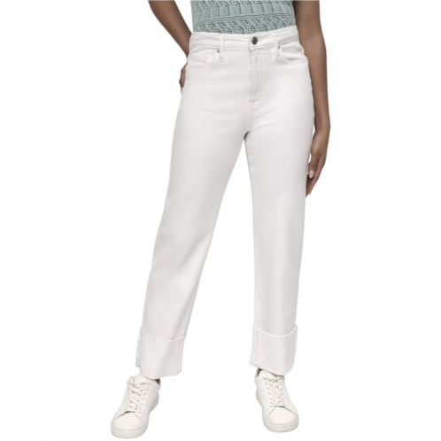 DKNY high rise ecru relaxed straight jean