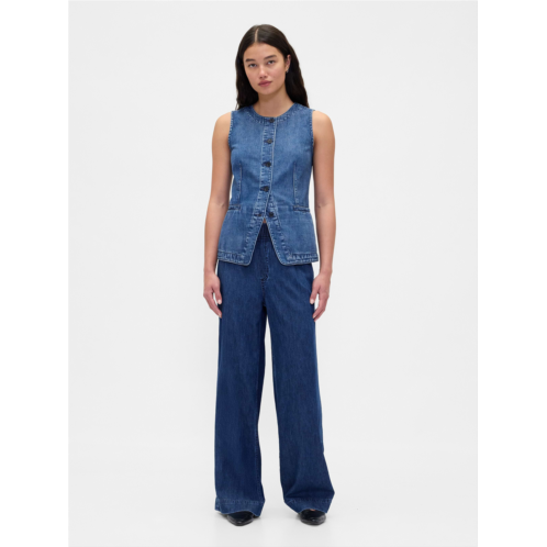 Gap Mid Rise UltraSoft Pleated Baggy Jeans