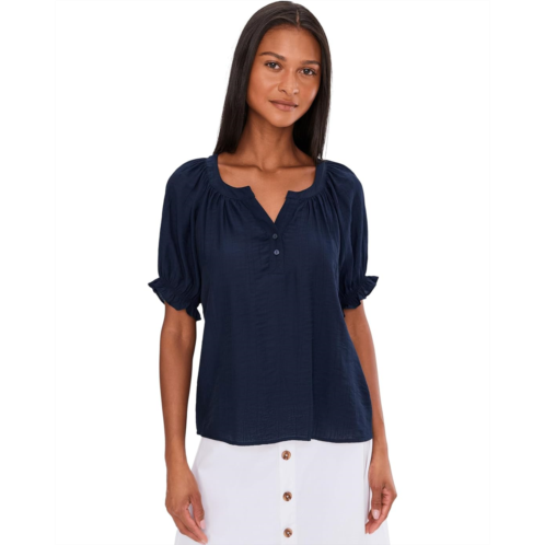 Liverpool Los Angeles Short Sleeve 1/2 Placket Woven Blouse