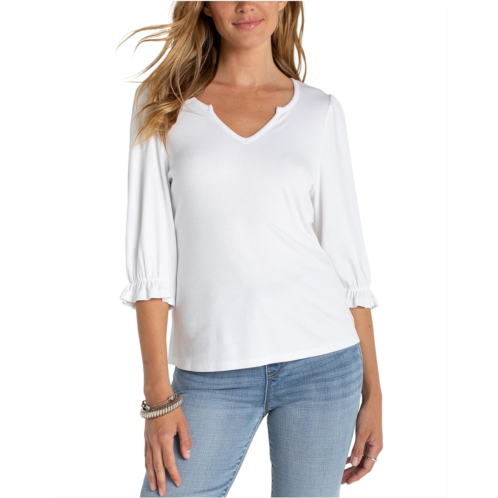 Liverpool Los Angeles Elbow Sleeve Notch Knit Tee