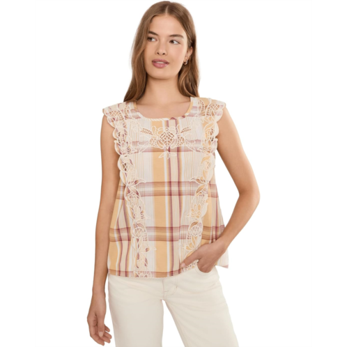 Liverpool Los Angeles Petite Cap Sleeve Dolman Embroidered Woven Top