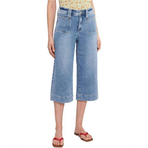 Womens NYDJ Petite Brigitte Wide Leg Capri Patch Pockets Jeans