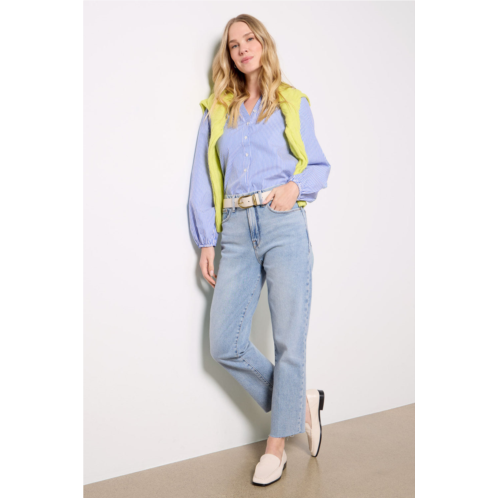 GOOD AMERICAN womens boy straight crop jeans