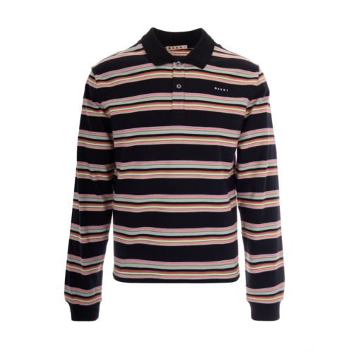 MARNI pale mint striped long-sleeve polo shirt