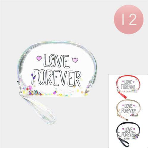 FASHNZFAB 12pcs - love forever message transparent pouch bags