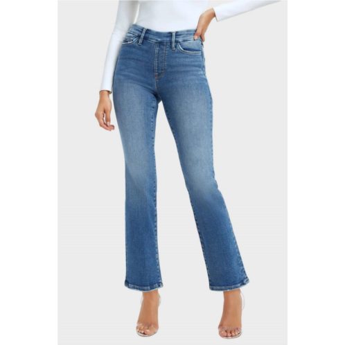 GOOD AMERICAN pull-on straight jeans in indigo 490