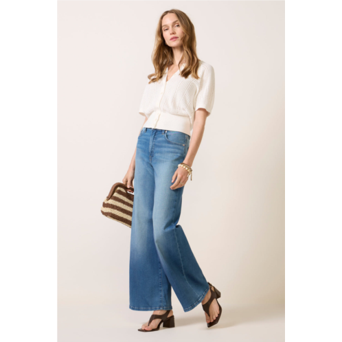 GOOD AMERICAN womens soft tech waist palazzo ankle jean