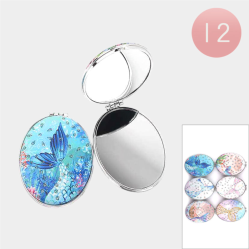 FASHNZFAB 12pcs - mermaid art printed cosmetic mirrors
