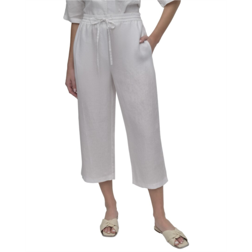 DKNY pull-on straight leg linen pant