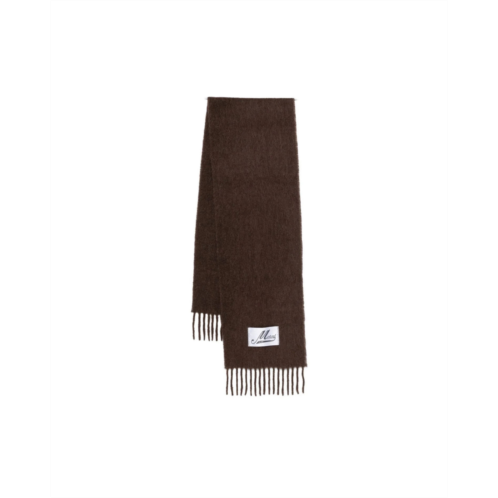 MARNI maroon frange alpaca-blend scarf