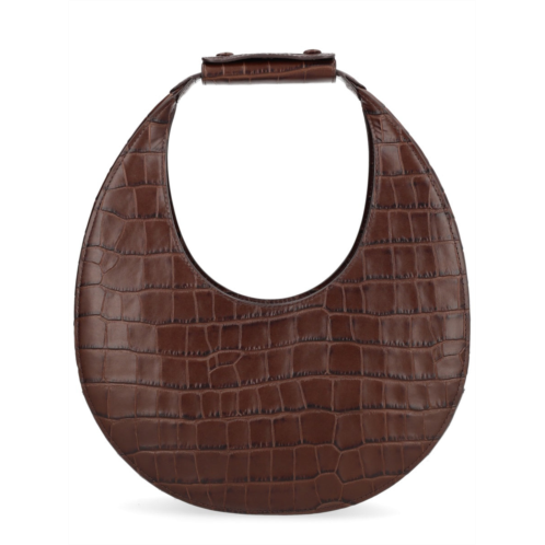 STAUD neutrals moon crocodile embossed leather handbag