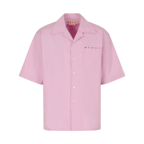 MARNI boxy leather shirt with camp collar