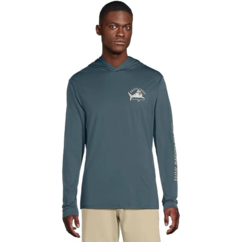 Salty Crew mens lurking t-shirt blue fin cotton hooded long sleeve gbo1044