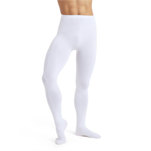 Capezio mens knit footed tights with back seams in dyeable white