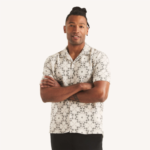 Nautica mens printed button-front polo