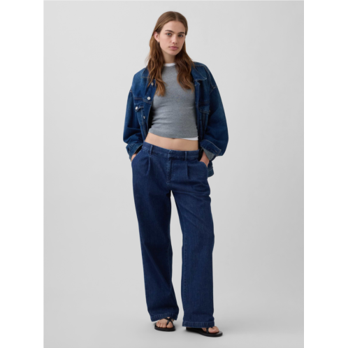 Gap 365 Low Rise Denim Pleated Trousers