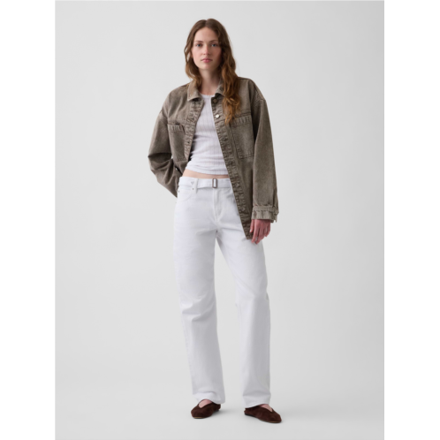 Gap Mid Rise Belted Straight Taper Jeans