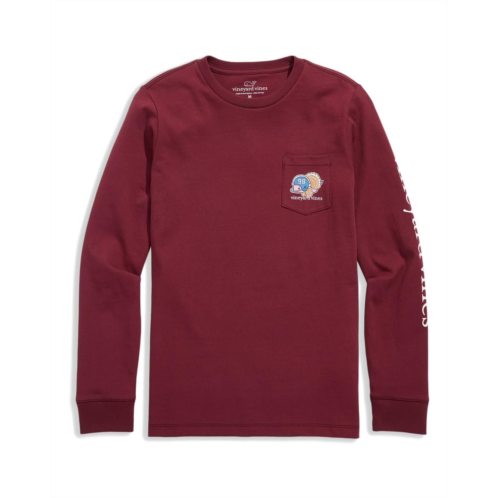 Vineyard Vines Kids Football Turkey Whale Long Sleeve Pocket Tee (Little Kid/Big Kid)