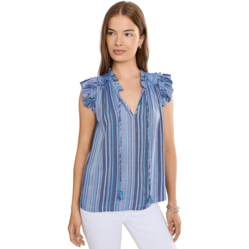 Liverpool Los Angeles Petite Flutter Sleeve Ruffled Woven Top