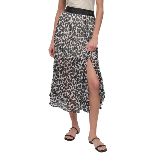 DKNY asymmetrical print chiffon midi skirt