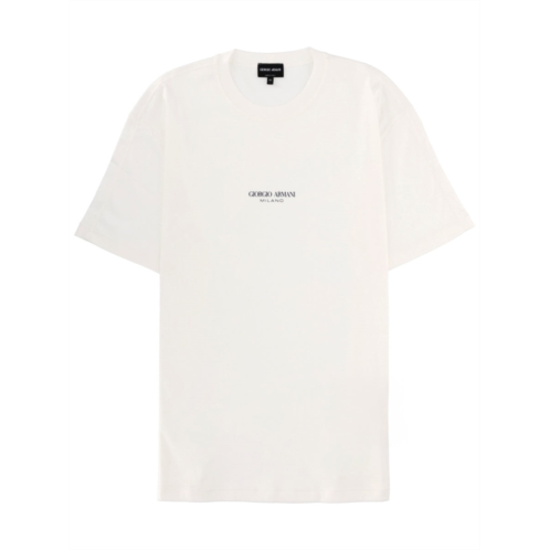 GIORGIO ARMANI white cotton relaxed logo t-shirt