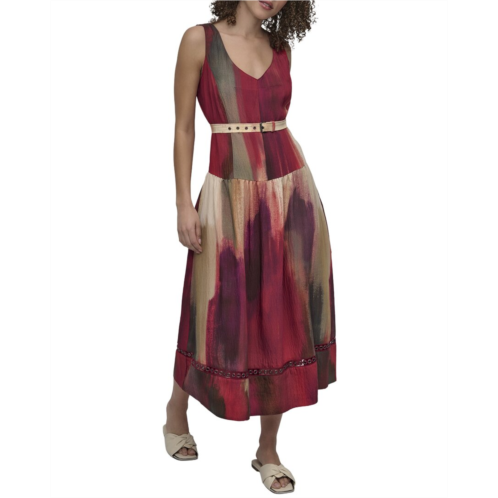 DKNY v-neck belted dress