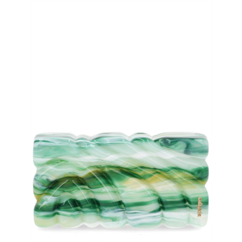 CULT GAIA aura wavy marbled green acrylic clutch