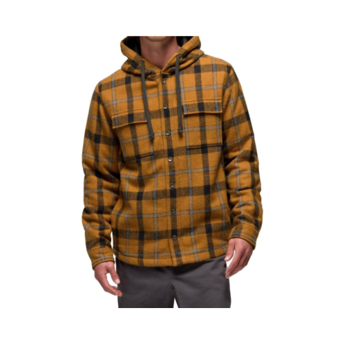PrAna asgard hooded flannel shirt in dijon