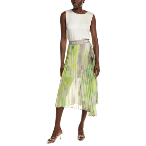 DKNY asymmetrical print chiffon midi skirt