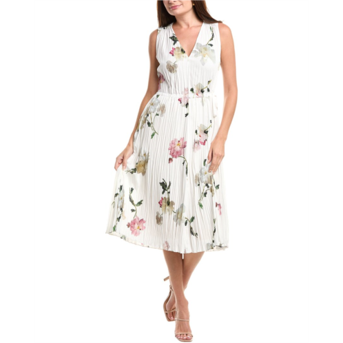 Vince wilted peony pleated v-neck midi dress