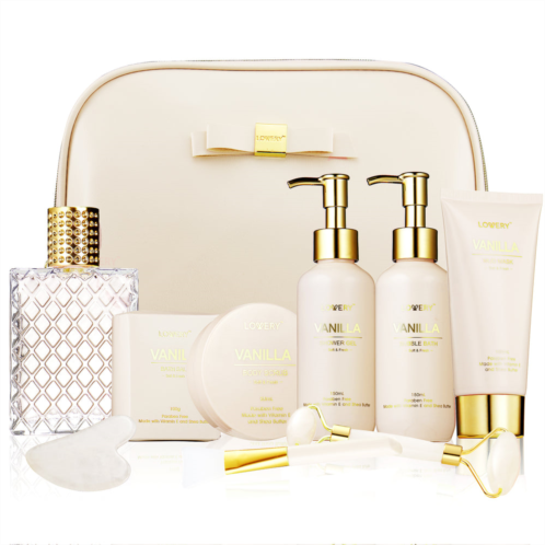 Lovery luxury spa kit premium vanilla bath and body in leather bag
