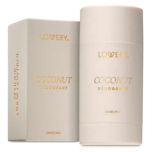 Lovery coconut aluminum free deodorant stick 24hr odor control 2.6oz