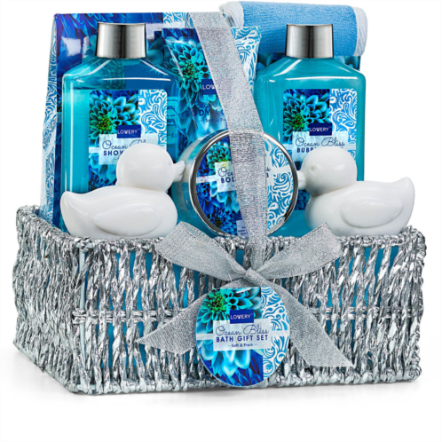 Lovery home spa gift basket in heavenly ocean bliss scent - 9pc set