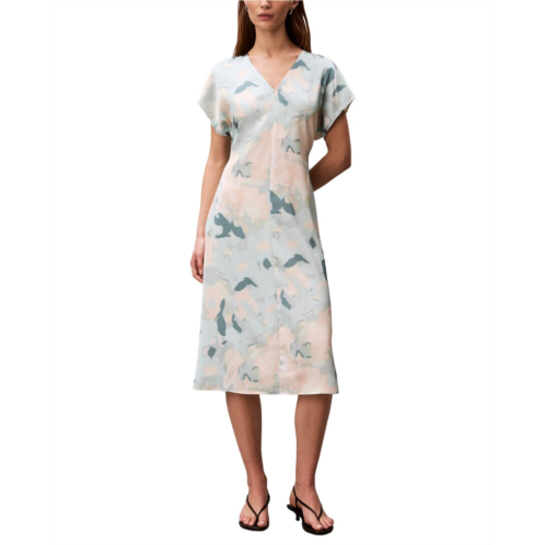 Calvin Klein satin print midi dress