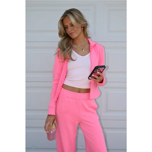Vintage Havana slim cloud zip up hoodie in sherbet