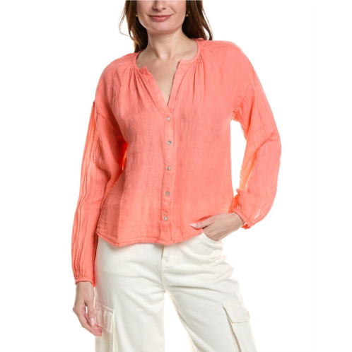 Bella Dahl shirred neck linen blouse