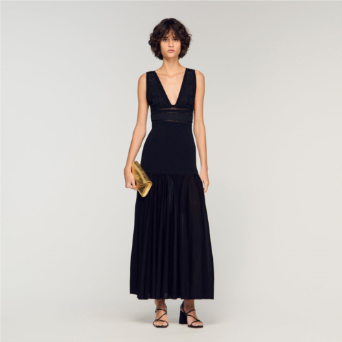 Sandro ruffled knit maxi dress