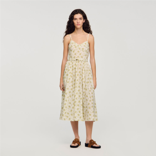 Sandro floral midi dress with straps