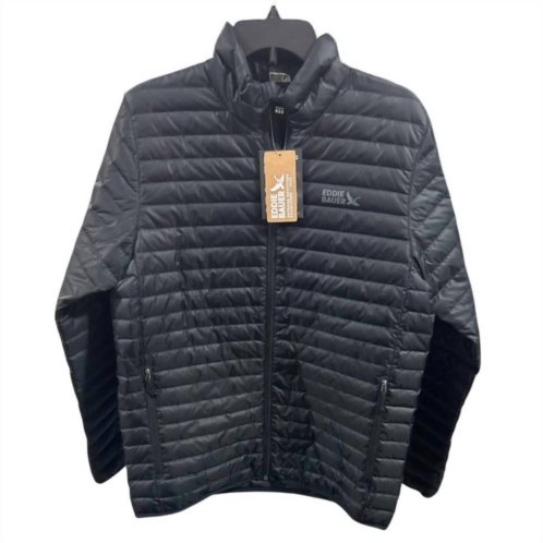 Eddie Bauer mens microlight 650fp down zip up puffer jacket in black