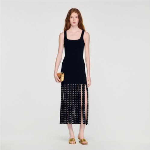 Sandro fringed knit midi dress