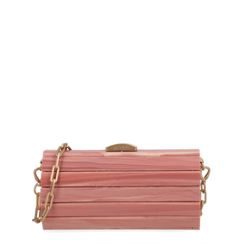 CULT GAIA cylindrical ribbed segmented acrylic clutch bag